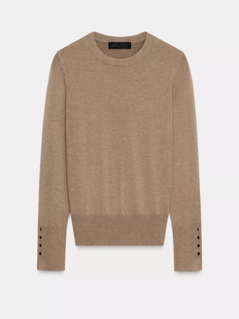ZARA BASIC BEIGE KNIT SWEATER GOLD BUTTONS WOMEN SIZE S